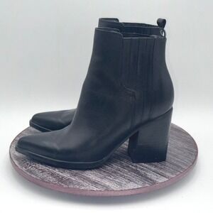 Marc Fisher Boots 8 Mloshay Pointed Toe Genuine Leather Ankle Stack Heel Shoes